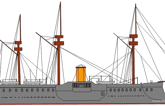 Корабль NMF Devastation [Battleship] (1879) - чертежи, габариты, рисунки